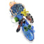 Blue frit glass hand pipe with ocean-life accents, raised coral and tentacles, side carb, and deep bowl; 4″ length, assorted colors.