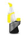 Yellow colorway Travel Pack attached to Peak Pro, showing mouthpiece cover, backpack, and capped chamber.