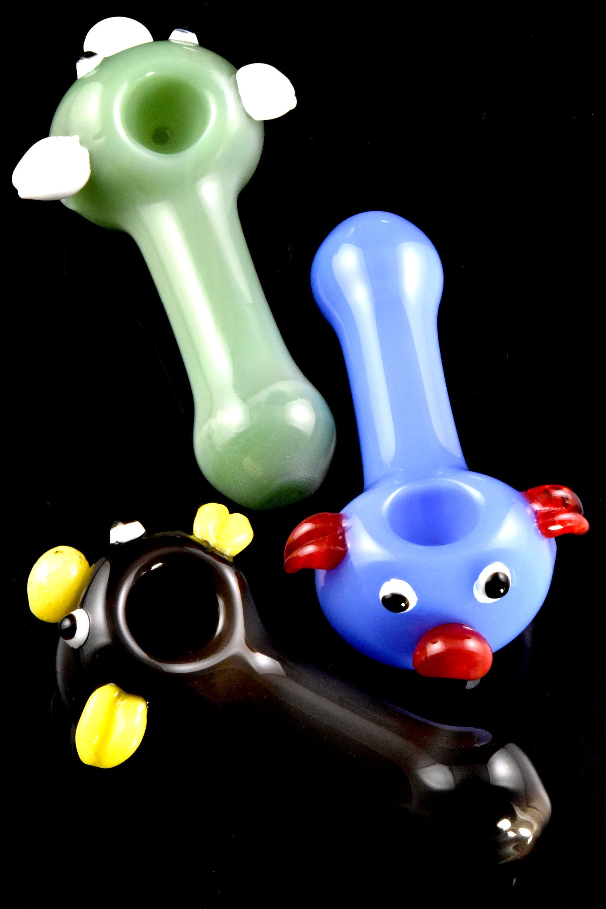 4.5" Colored Glass Pig Face Pipe - P2987