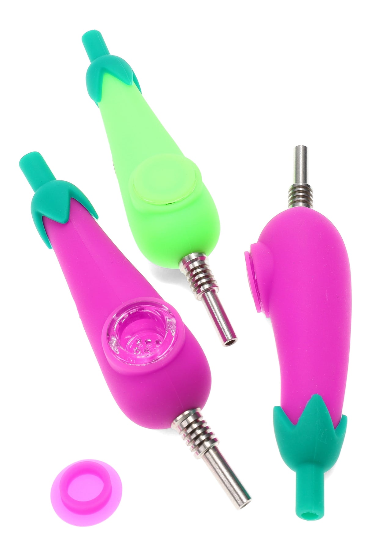 4" Silicone Eggplant 2 in 1 Dab Straw Hand Pipe - P3047