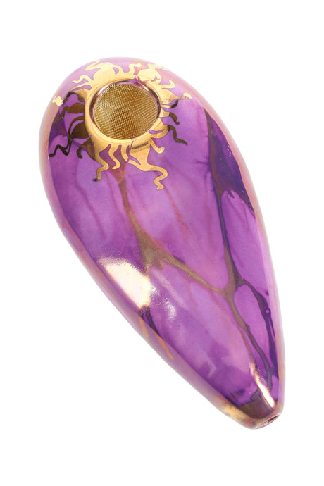 (US Made) 4" Oval Ceramic Hand Pipe - P3162