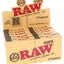 RAW Original Unrefined Tips 50-pack display box in tan kraft branding; bulk filter tips for rolling papers and cones.