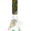 Rasta-style alien graphic beaker bong, 10″ glass with ice pinch and GoG fittings; assorted glow designs available.