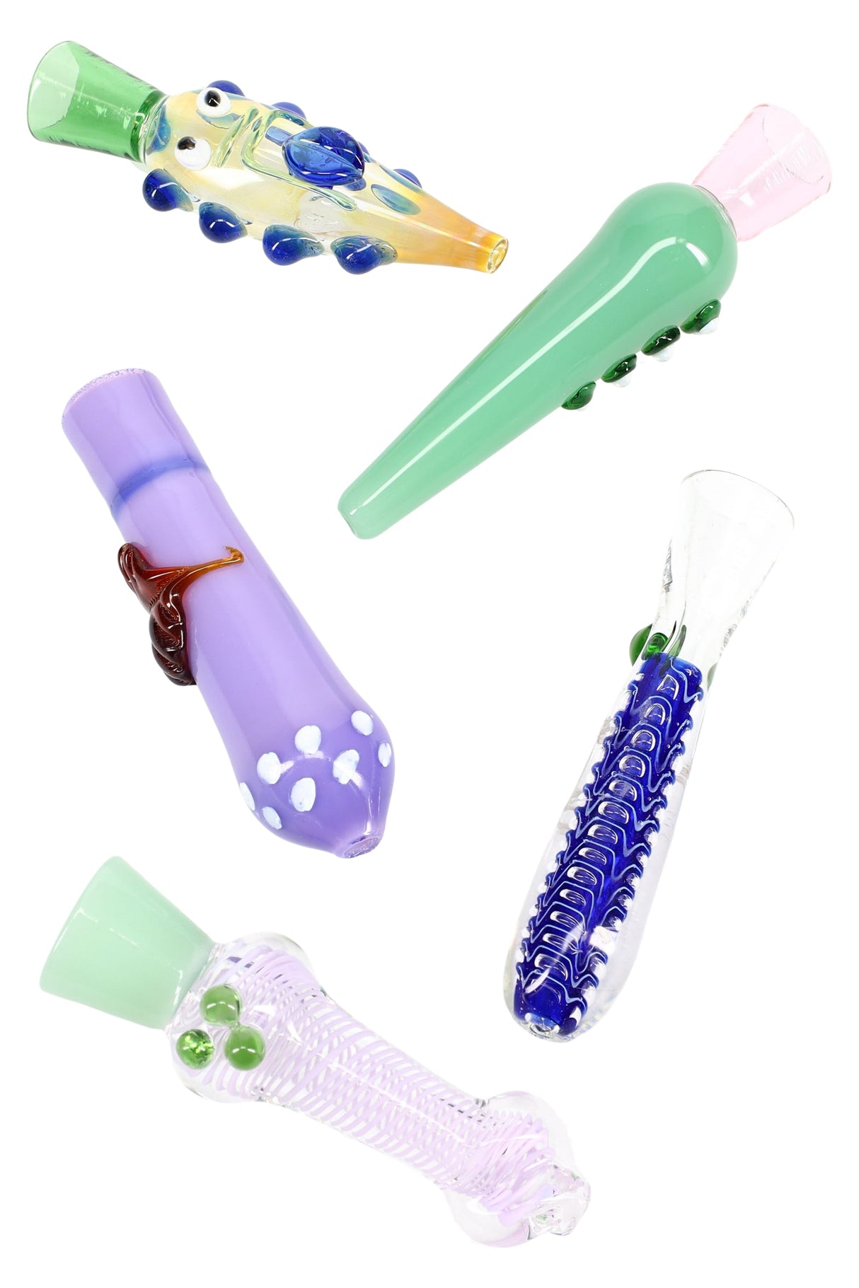 (Mix) 4" Colorful Glass Design Chillum - C0371