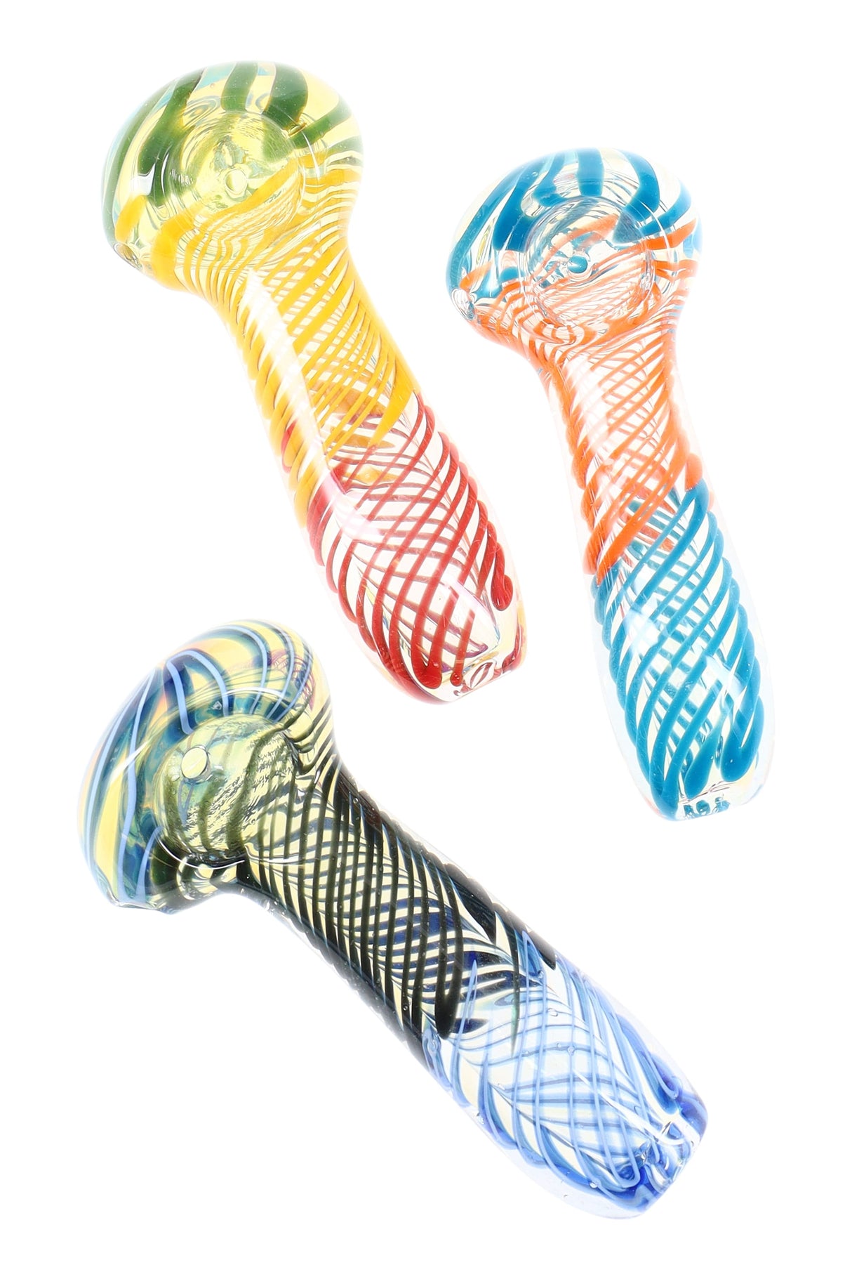 3" Small Spiral Striped Color Changing Glass Pipe - P2403