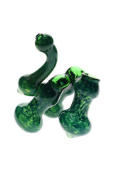 6.5" Green Glass Color Changing Frit Triple Chamber Sherlock Bubbler - B1468