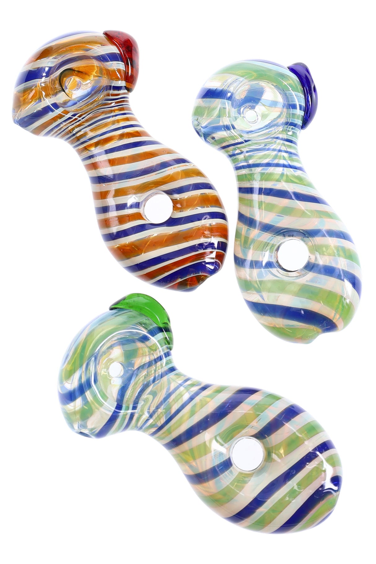 3" Reverse Spiral Striped Color Changing Donut Hole Pipe - P3139