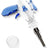 Glass ray-gun dab straw kit with blue grips, screw-on metal tip, and separate quartz dish; ergonomic 8-inch concentrate straw.