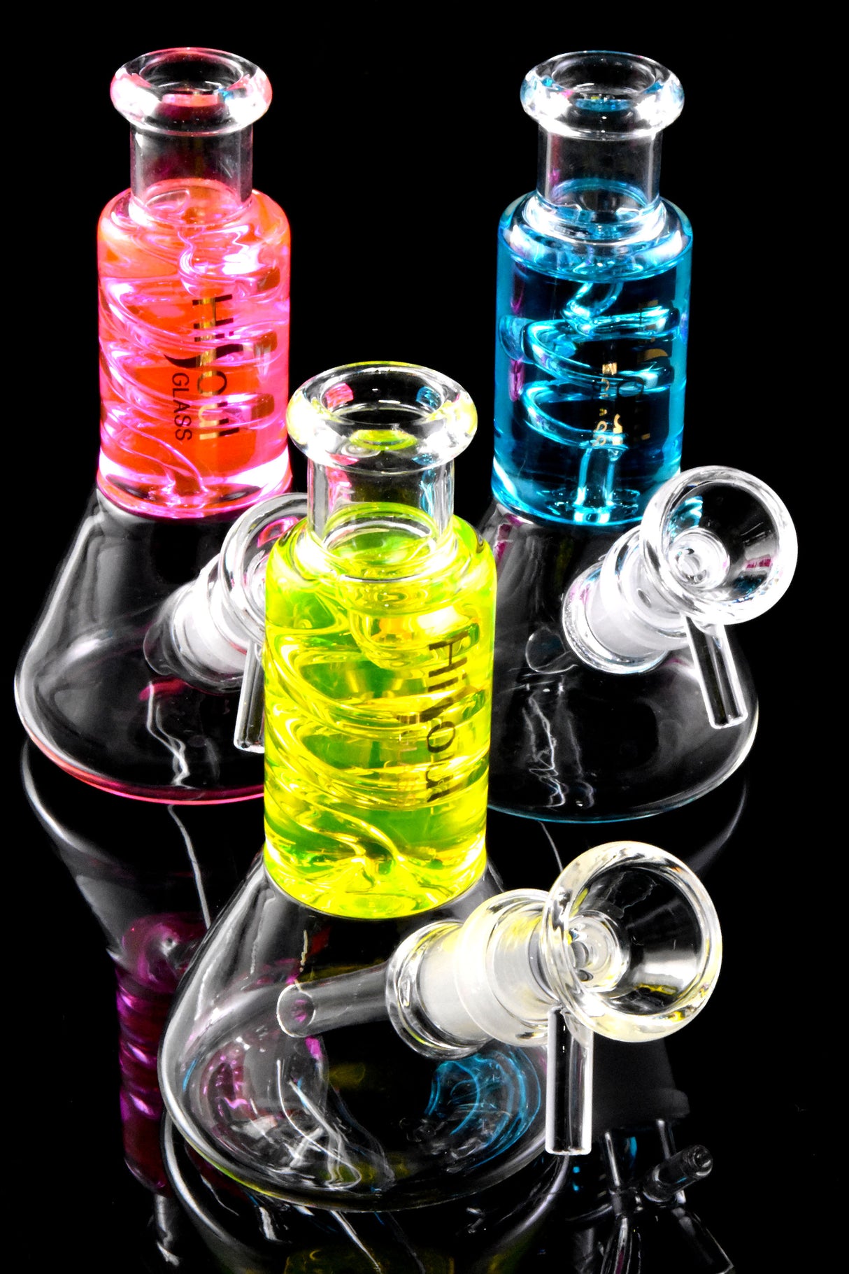 5" Mini Glass on Glass Fluid Filled Coil Beaker Water Pipe - WP2762