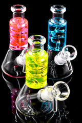 5" Mini Glass on Glass Fluid Filled Coil Beaker Water Pipe - WP2762