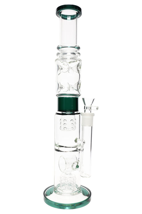 17" Thick Straight Shooter Glass on Glass Water Pipe with Donut Showerhead Perc - WP2803