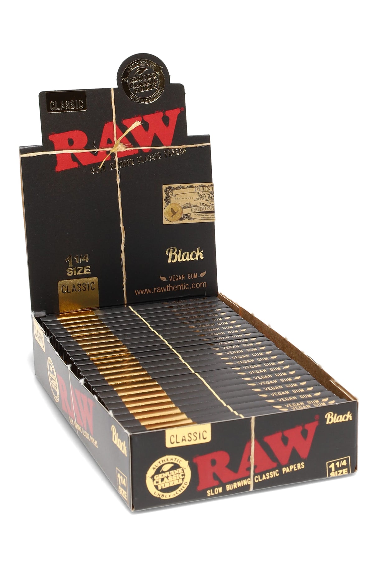 24ct Raw Black Rolling Papers 1 1/4 Display - RP232