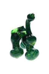 6.5" Green Glass Color Changing Frit Triple Chamber Sherlock Bubbler - B1468