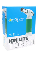 Ion Lite torch white body with green grip shown on box; small table-top torch lighter, clean front-left angle.