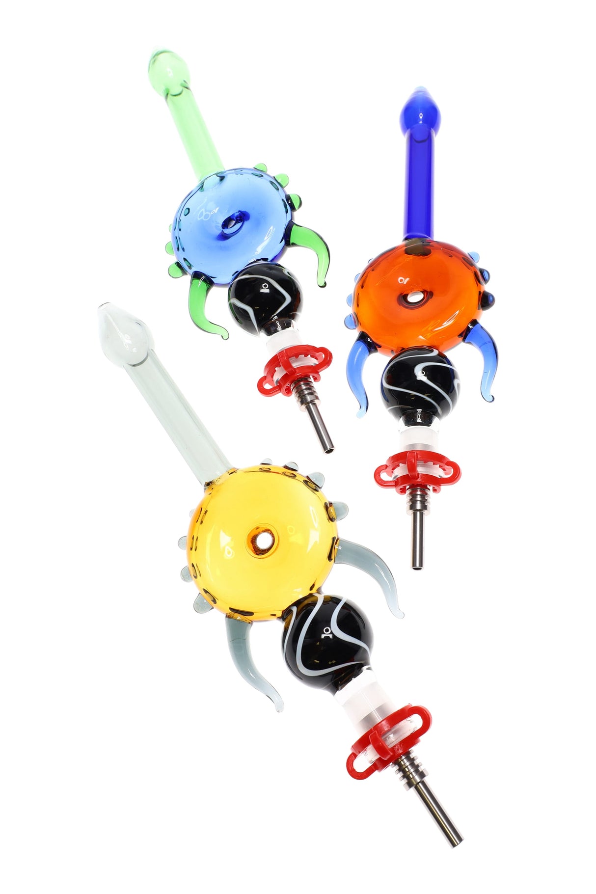 7" Multicolor Glass Donut Hole Dab Straw - P3065