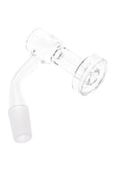 GRAV slurper bucket banger with frosted joint and recessed slurper dish; clear glass accessory for concentrate rigs.