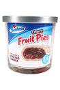 14-oz triple-wick Hostess Cherry Fruit Pies scented candle, deep red wax glass jar with pastry slice artwork and silver lid