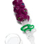 Purple many-eyed monster glass dab straw kit with green keck clip and clear concentrate dish, handheld nectar straw.