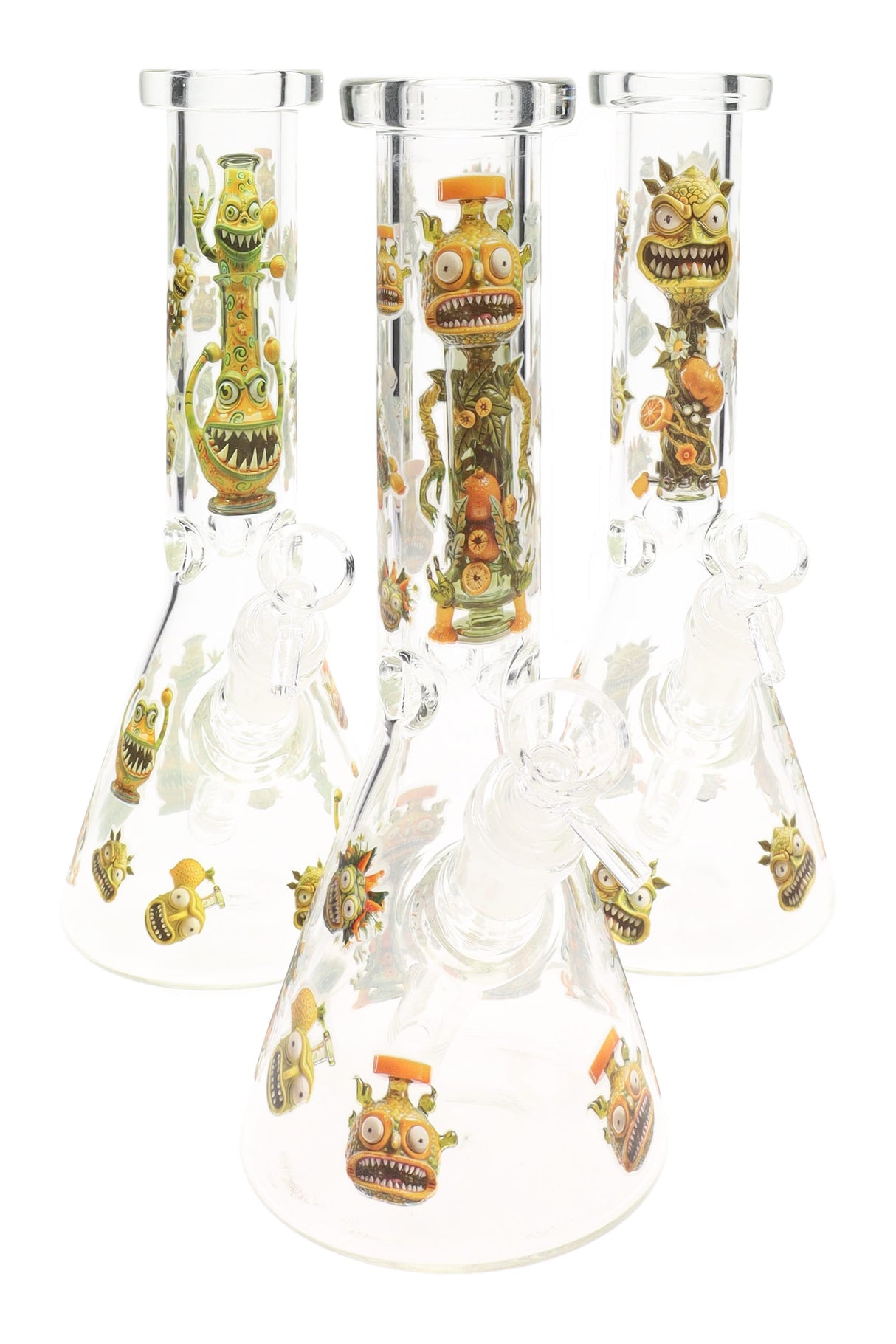 10" Glow in the Dark Harvest Monster Clear GoG Beaker Water Pipe - WP3148