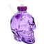 Purple skull glass bong close-up, right profile showing reflective finish and angled straw mouthpiece