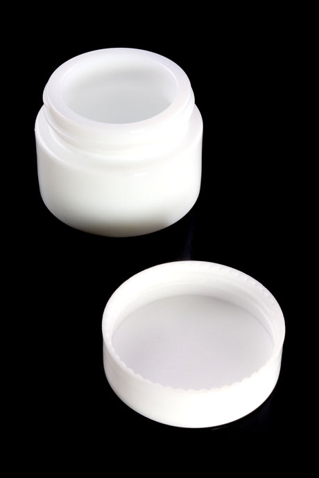 White Glass Wax Jar with Lid - J0238