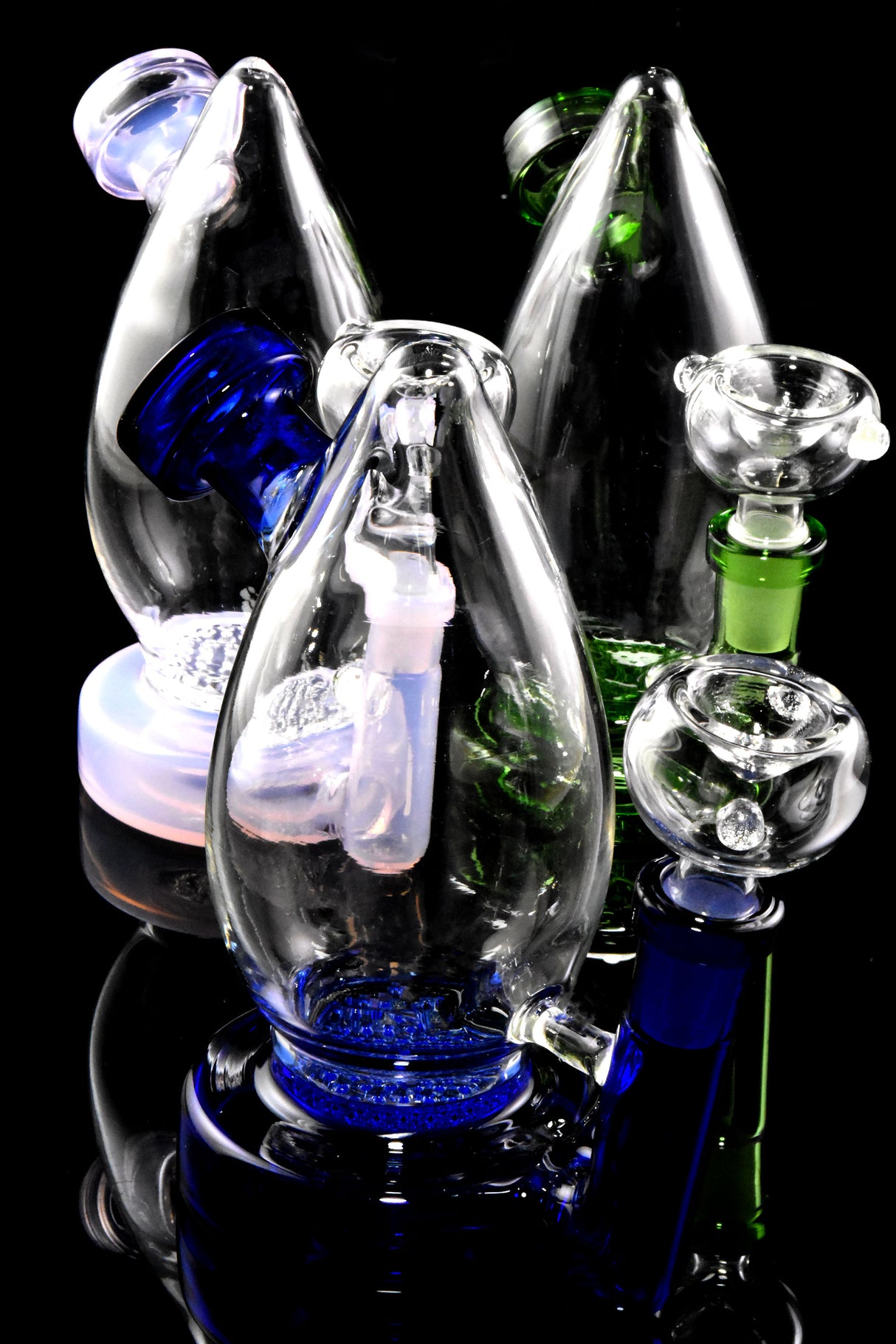 6" Small Colored Glass on Glass Honeycomb Perc Water Pipe - WP3092