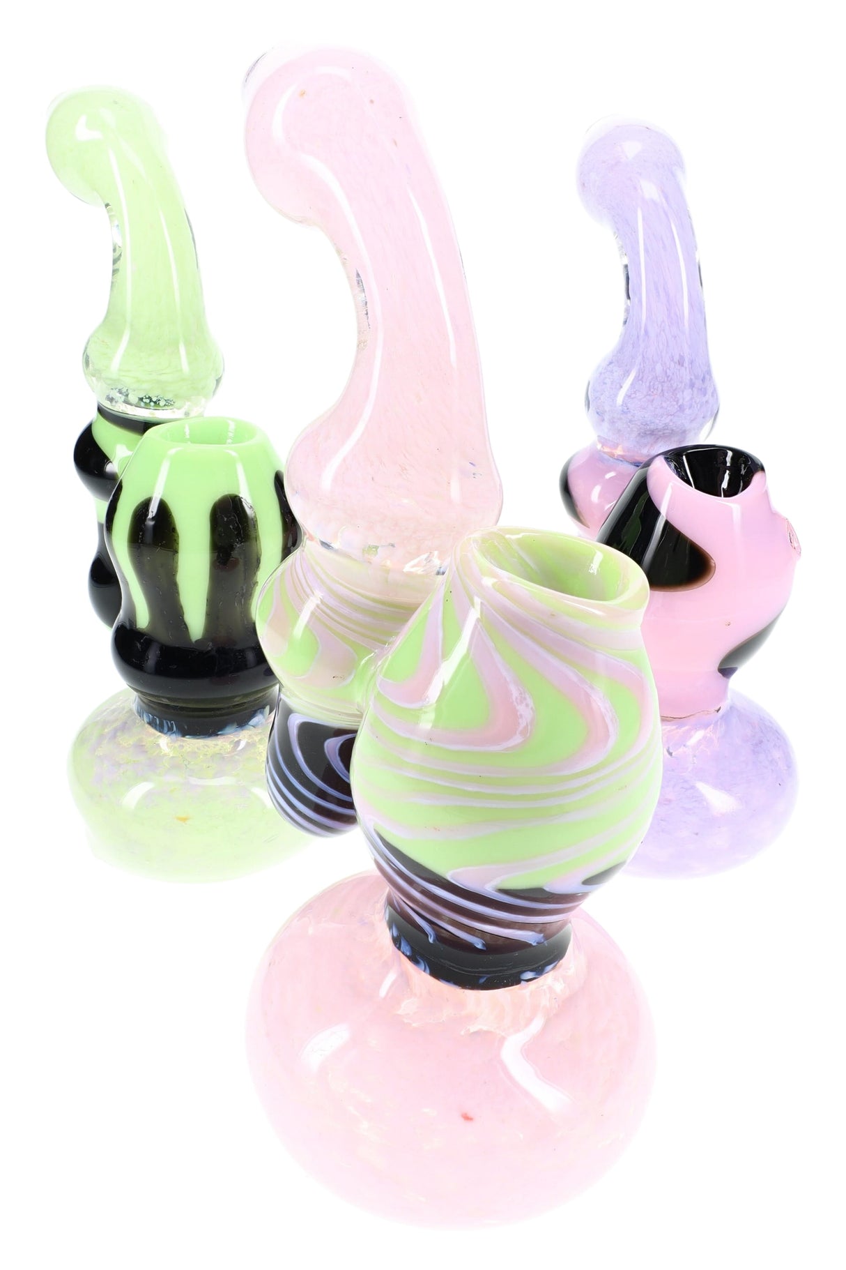 7.5" Thick Neon Frit Reverse Sherlock Glass Bubbler - B1506