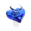 Cobalt blue heart-shaped glass bong bowl with 14.5 mm male ground joint and clear cup; compact slide with flat grip.