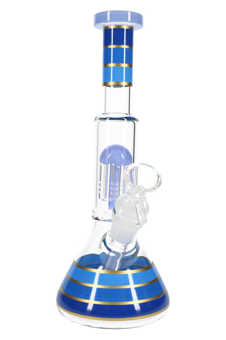 9.5" Colorful Striped Glass Beaker Water Pipe with Tree Perc - WP3248