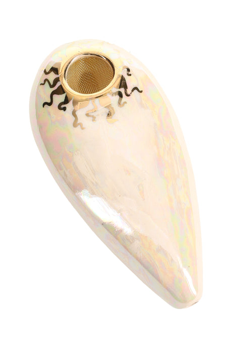(US Made) 4" Oval Ceramic Hand Pipe - P3162