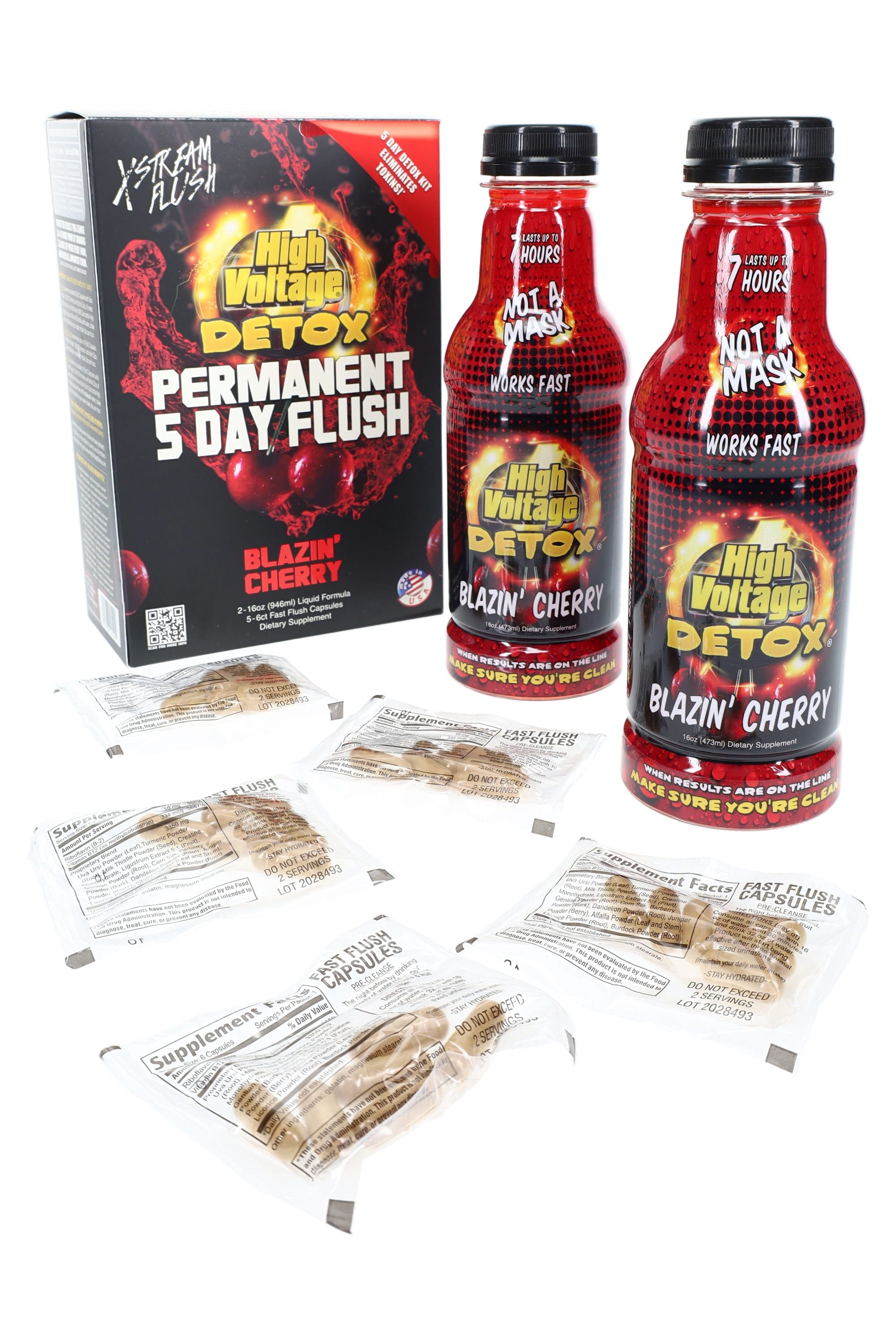 High Voltage Permanent 5 Day Flush – 2×16 oz + Capsules – Choose