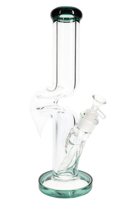 13" Zig Zag 9mm Thick Glass on Glass Straight Shooter Water Pipe - WP3209