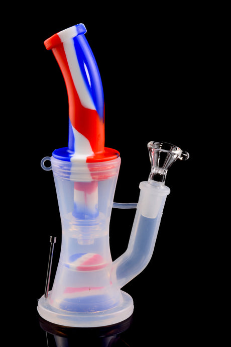8.5" Colorful Small 2 Part Silicone Water Pipe with Honeycomb to Dome Percs - WP1495
