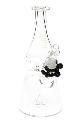 Clear GRAV Helix beaker glass bong with Venturi mouthpiece and 14 mm bowl shown in front product view