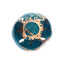 2-inch teal ceramic smoke stone hand pipe with gold sun artwork and polished glazed surface.