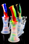 8.5" Colorful Small 2 Part Silicone Water Pipe with Honeycomb to Dome Percs - WP1495