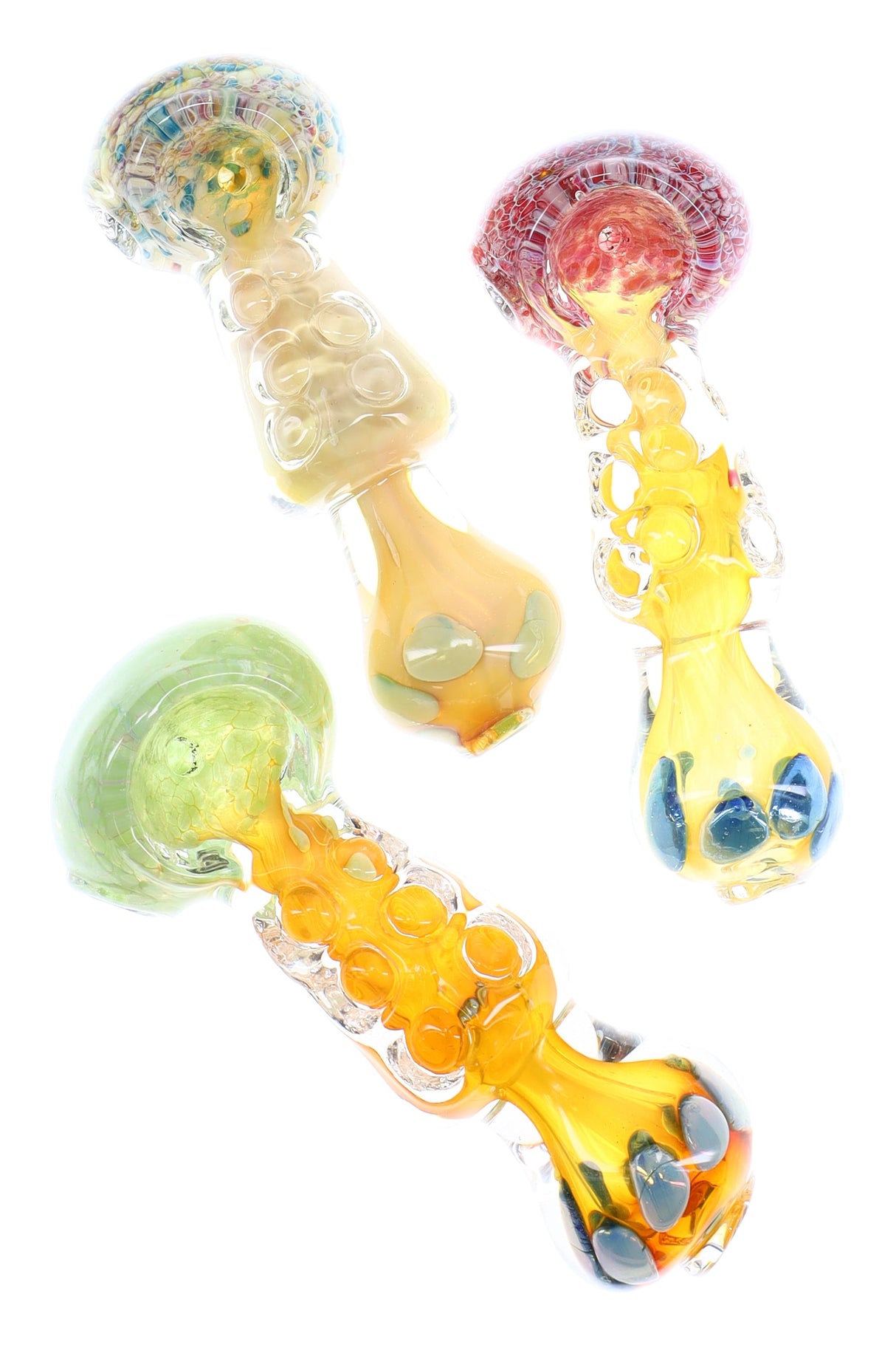 3.5" Fumed Color Changing Frit Dotted Glass Pipe - P3068