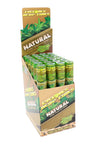 Cyclones Natural 75 mm hemp cones 24-tube display; 2 pre-rolled toasted hemp cones per sealed tube with wooden filter tip.