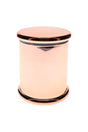 Front view of copper-tone XL glass storage jar showing seamless cylindrical body and flat lid on white backdrop