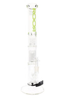 Clear ROOR Tech straight tube with green ROOR Tech logo, multi-perc stack, triple ice pinch, 18" 5 mm GOG bowl.