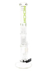 Clear ROOR Tech straight tube with green ROOR Tech logo, multi-perc stack, triple ice pinch, 18" 5 mm GOG bowl.