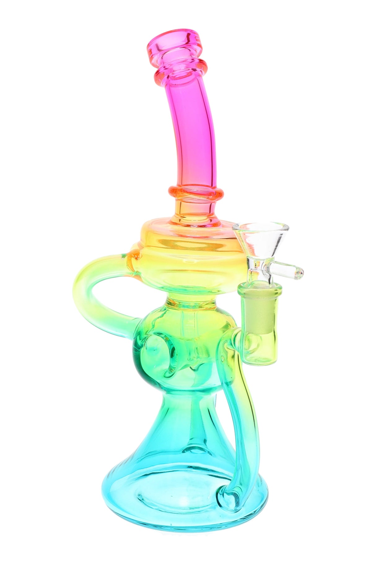 10" Rainbow Recycler Glass on Glass Water Pipe - WP3155