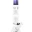 Clear ROOR Tech 14-inch beaker bong with purple mouthpiece and base accents, tree perc, ice pinch, glass-on-glass downstem and bowl.