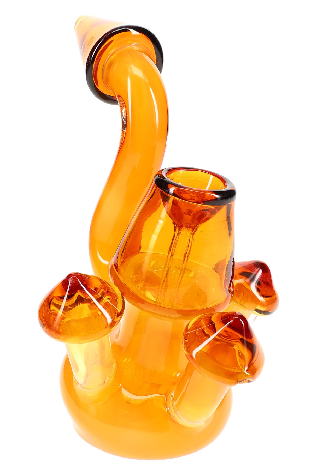 7.5" Gold Fumed Glass Mushroom Sherlock Bubbler - B1508