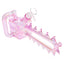 Pink iridescent chainsaw bong showing rectangular chamber, carry handle, and toothy bar with GoG bowl, about 11″ long.