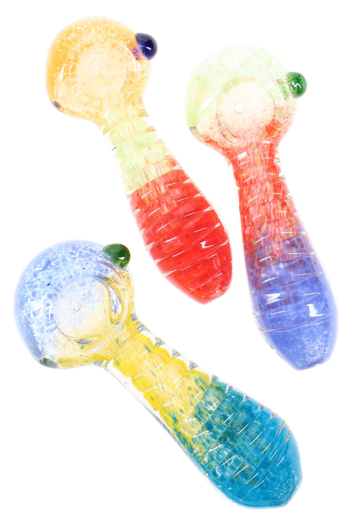 4.5" Multicolor Frit Ridged Glass Pipe - P3059