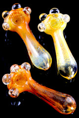 5" Thick Gold Fumed Bubbles Glass Pipe - P2505