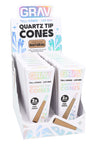 GRAV Tall Kings quartz tip cones display in natural paper; 16 packs in counter-ready box.