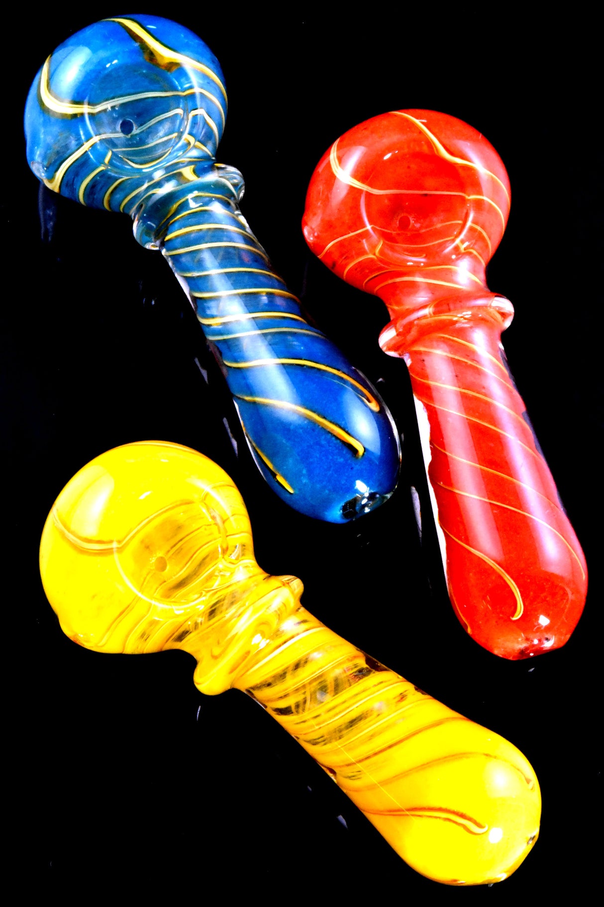 4" Colorful Spiral Striped Frit Glass Pipe - P2705