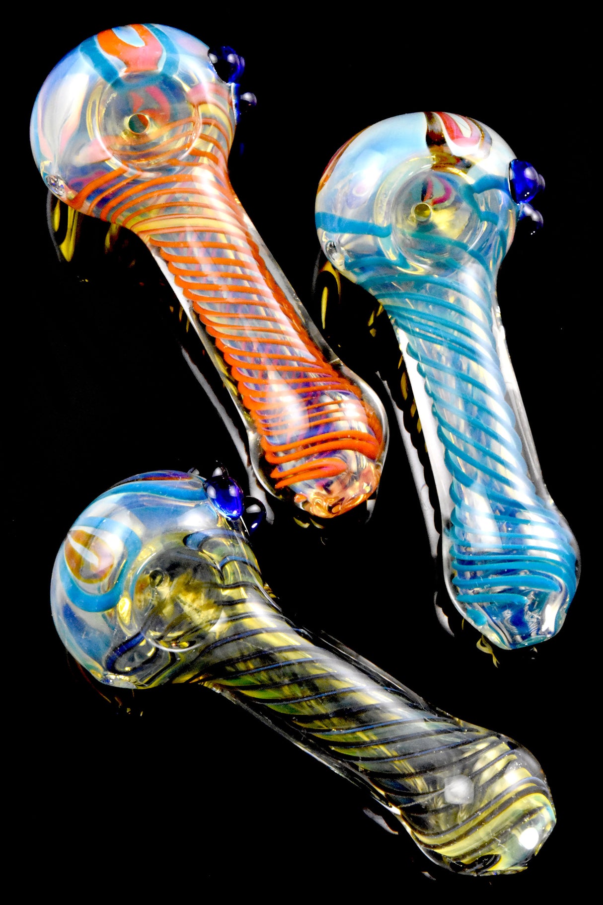 4" Color Changing Spiral Striped Glass Pipe - P2709